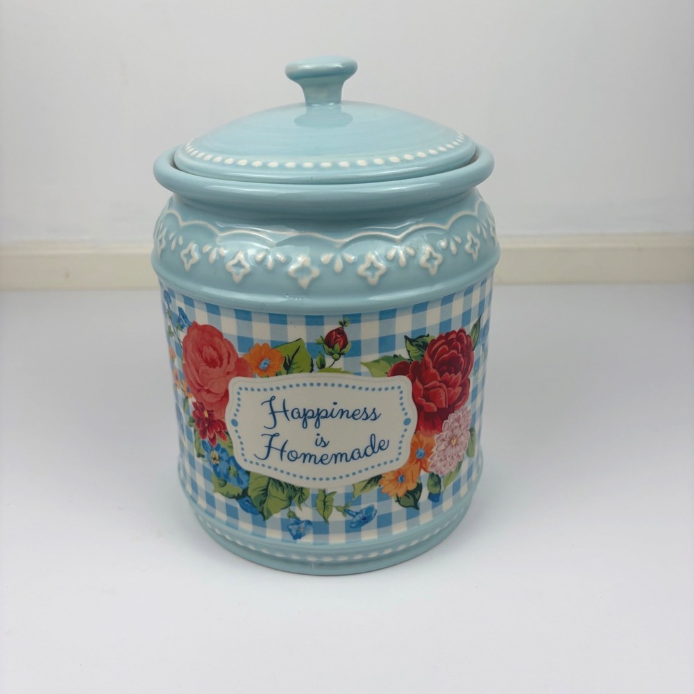 The Pioneer Woman Ceramic Happiness is Homemade Stoneware Cookie Jar 9" Floral